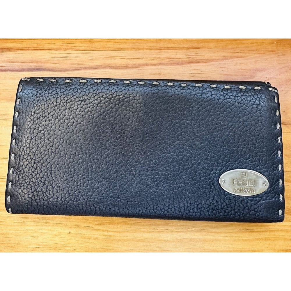 Fendi Dark‎ Brown Selleria Leather Continental Wallet Dark Brown Pre-owned